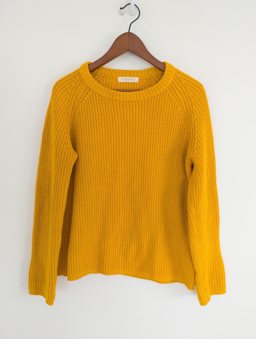Awkward Annie Mustard Yellow Chunky Knit Raglan Sweater Small